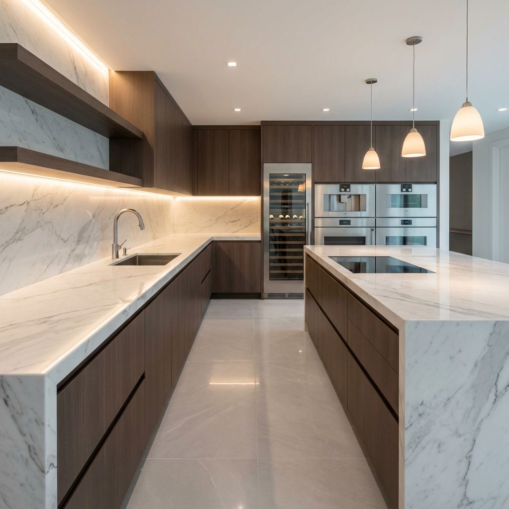 آشپزخانه ای مدرن و بسیار تمیز و براق